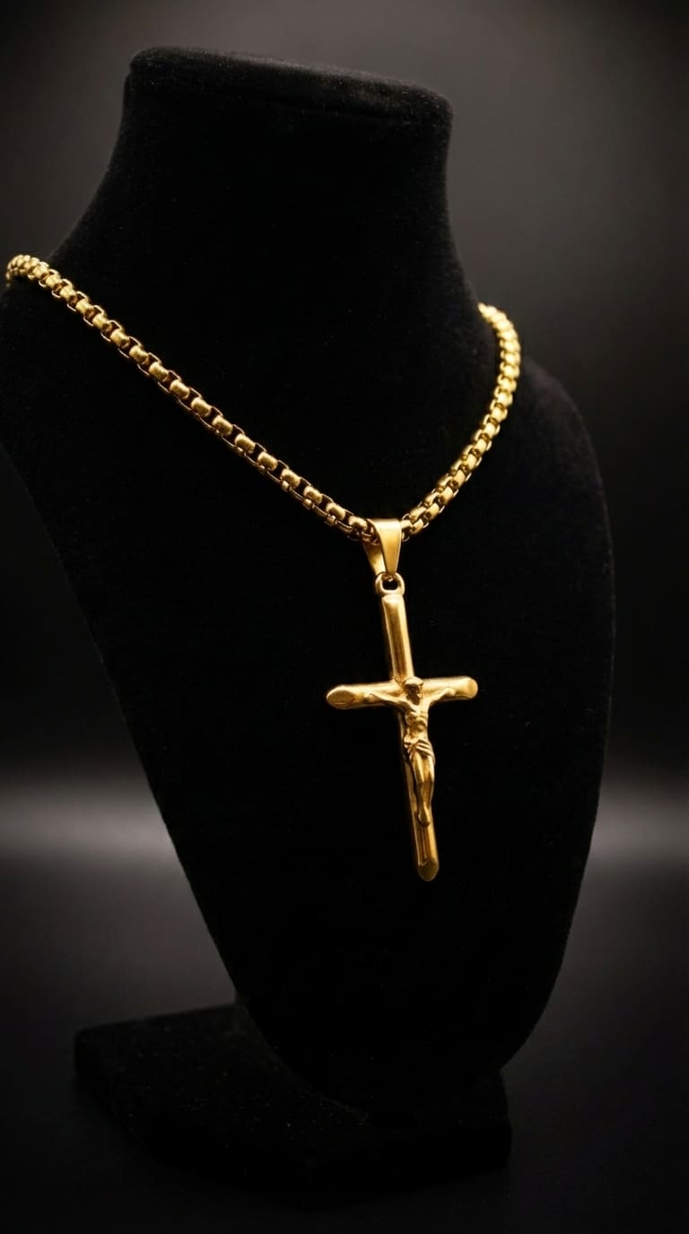 Cadena con Crucifijo Tubular Dorado