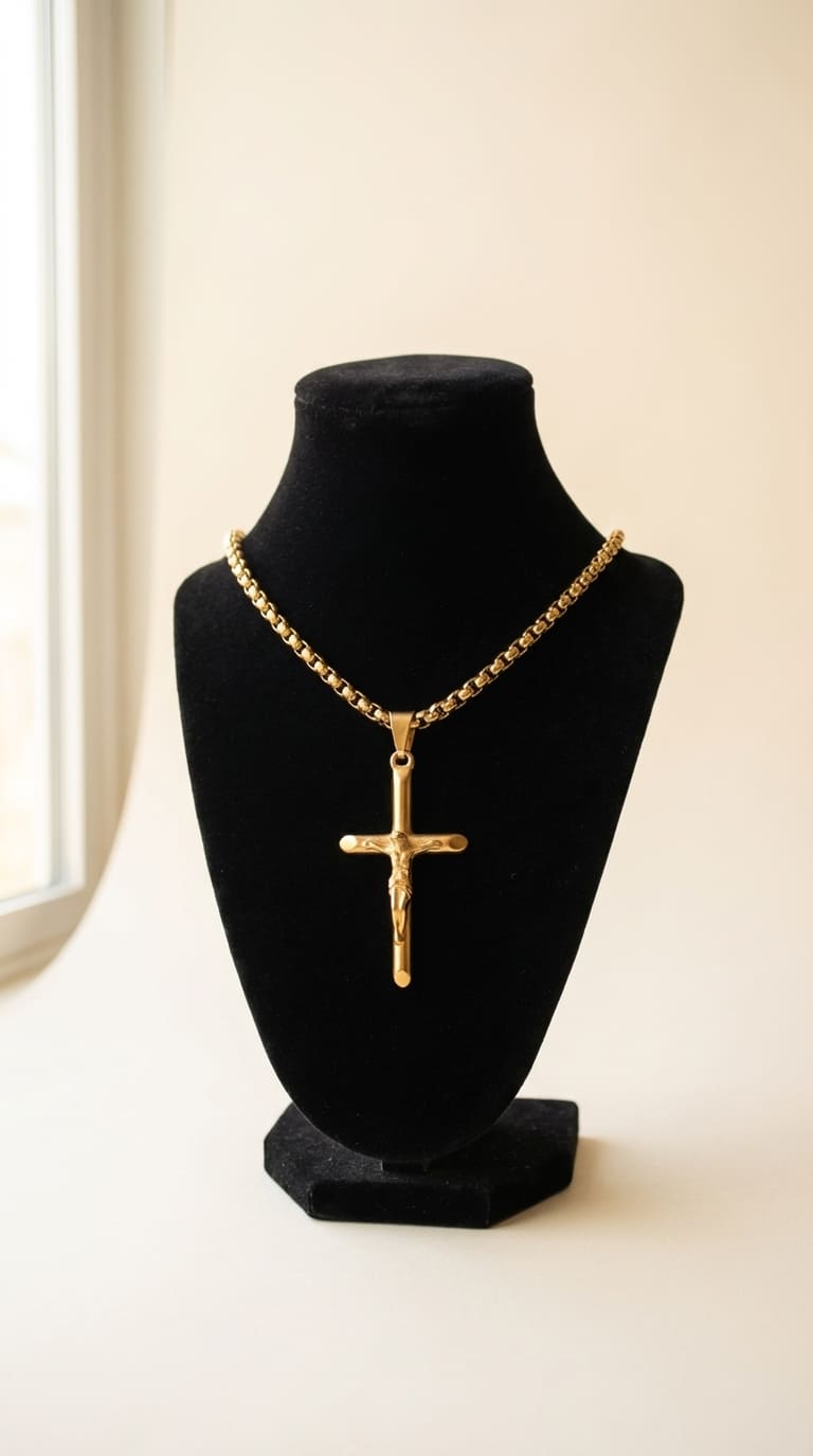 Cadena con Crucifijo Tubular Dorado